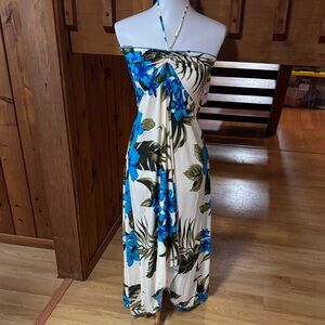 Favant size XXL NEW NWT Floral Halter midi Maxi Dress Hawaiian aloha wear luau
